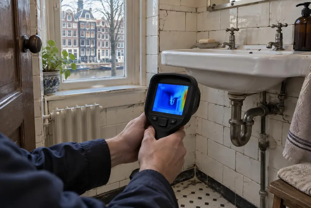 Lekdetectie Doetinchem – badkamer met oude leidingen achter de tegels