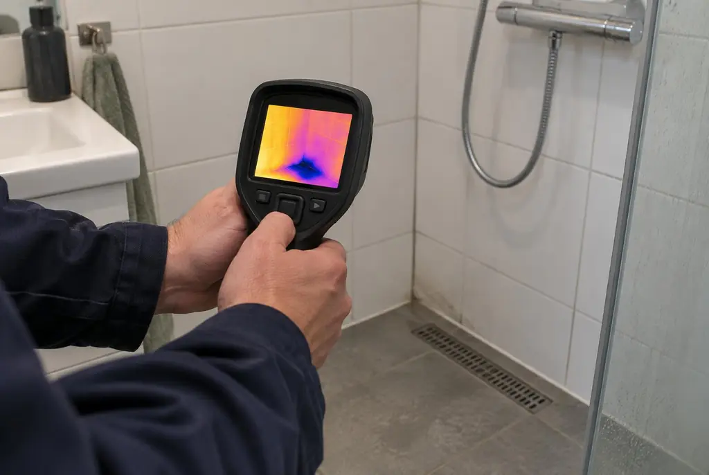 Lekdetectie Doetinchem – lekdetectiespecialist met warmtebeeldcamera in een badkamer